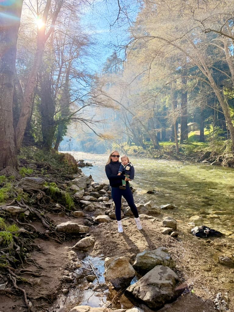 Vera and Aiden by the creek